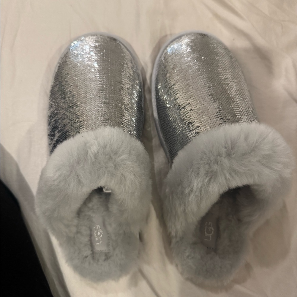 Ugg Sparkling Silver Sequin Slippers - image 1